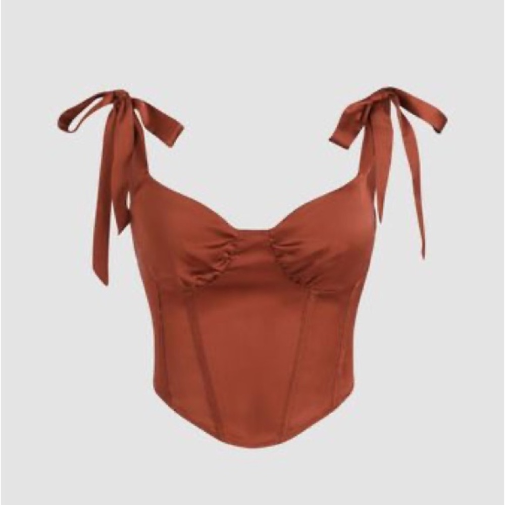 Women's Rust/Burnt Orange Tie-Shoulder Top